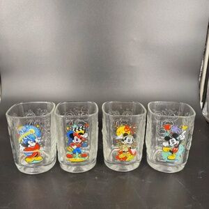 Vintage Walt Disney World Mickey Mouse 2000 McDonalds Drinking Glasses Set of 4